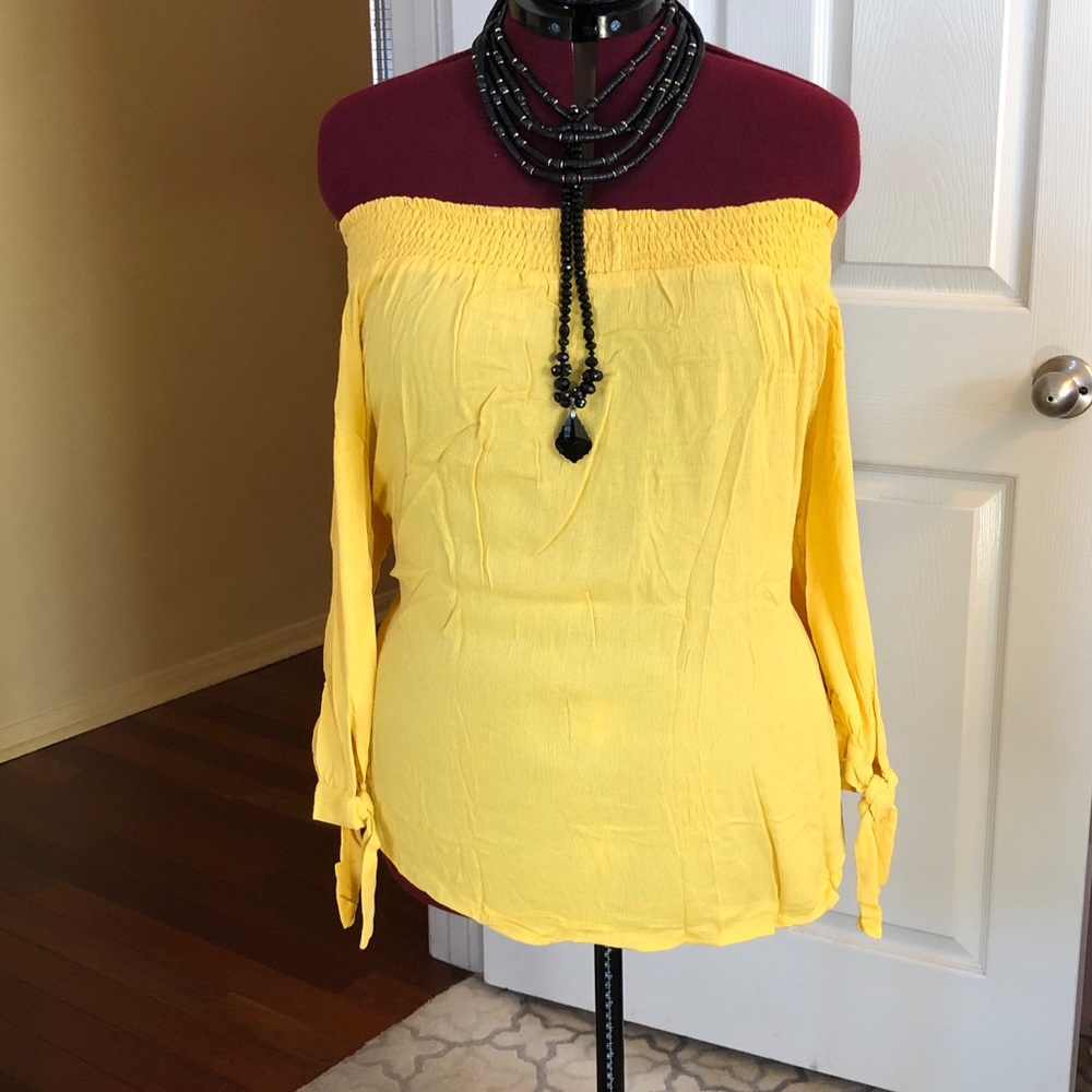 Off Shoulder Top Color Mustards - Picture 5 of 5
